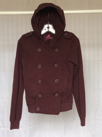 Women's burgundy button-up hoodie (Kismet) - S