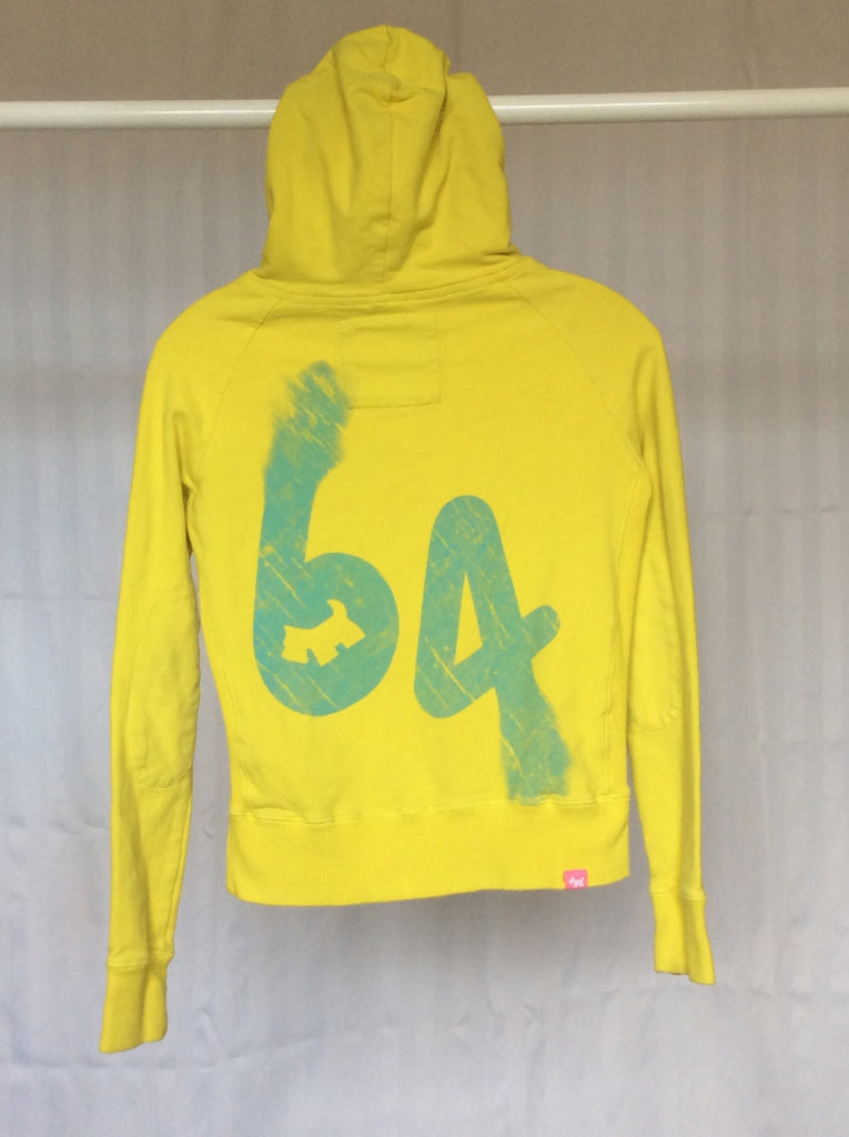 Women s yellow graphic pullover hoodie Joshua Perets XS girls L