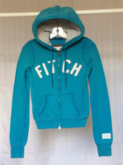 Women's blue logo zip-up hoodie (Abercrombie & Fitch) - M