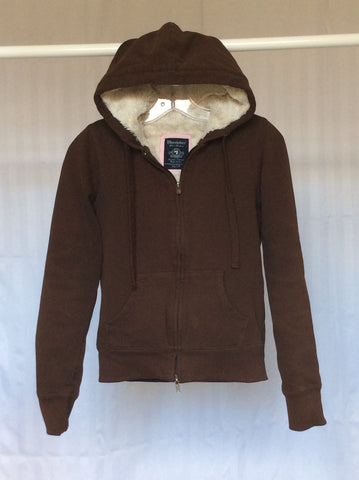 Women's brown fur-lined zip-up hoodie (Bluenotes) - XS